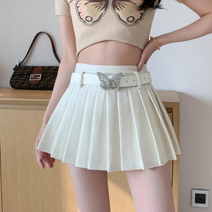 A-line Pleated Skirt with Butterfly Belt