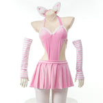 Bunny Girl Halter Bodysuit With Skirt