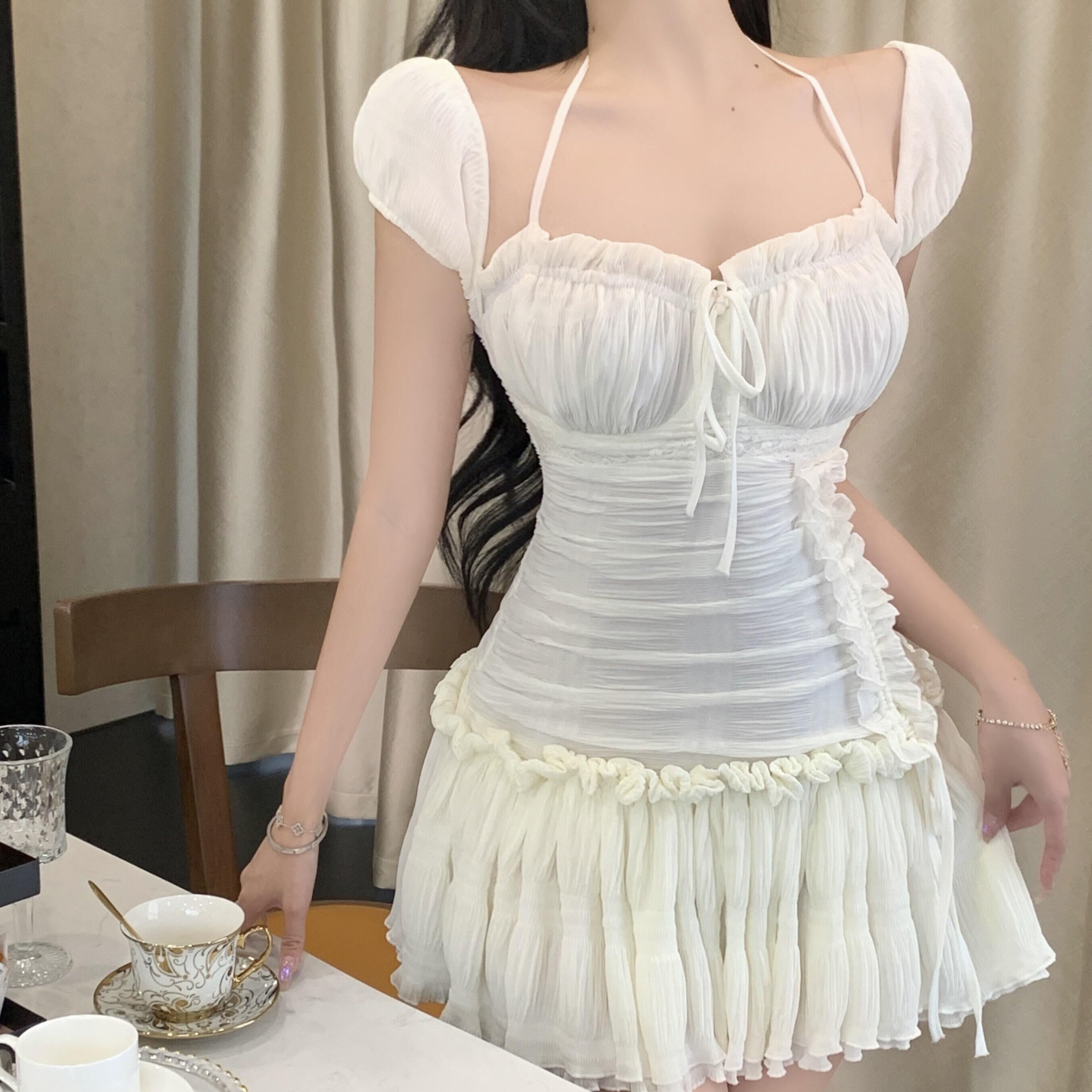 Creamy Halter Dress