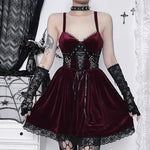 Gothic Lace Up Slip Dress