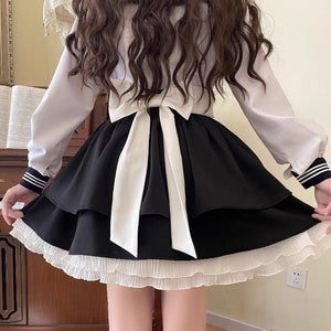 Kawaii High Waist Lace Up Skirt