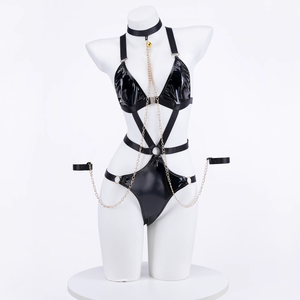 PU Succubus Bodysuit With Chain