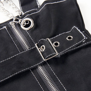 Side Zipper Suspender Skirt