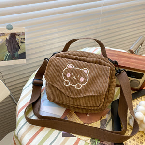 Cute Bear Corduroy Bag