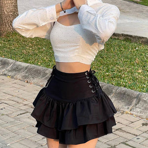 Dark Lace-up Skirt