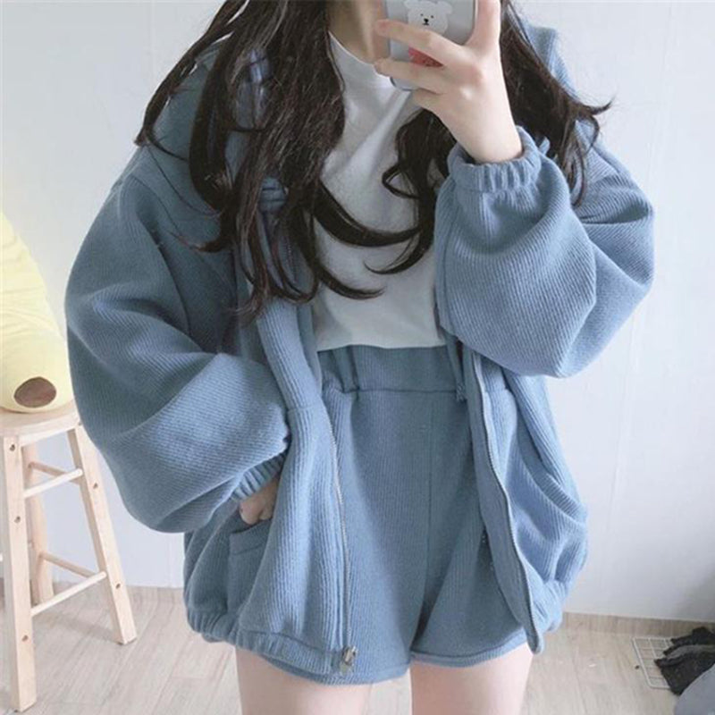 Soft Girl Preppy Coat W/ Shorts ( two pieces ) pic 