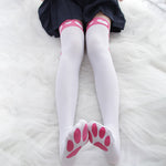 Strawberry Cat Paw Print Thigh Stockings